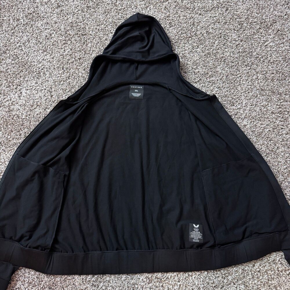 Castore Hoodie Mens XXL Black Full Zip Poly Wool Blend Active Wear Athlesiure - Picture 6 of 8